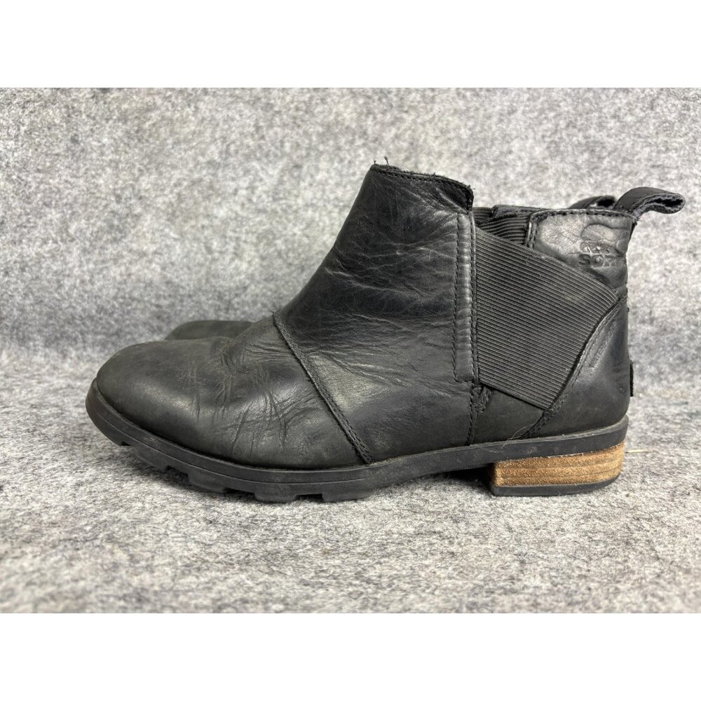 Sorel Boots Womens Size‎ 7 Black Chelsea Ankle Waterproof Lug Sole Leather